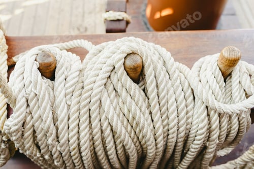 Preview: Knotted boat ropes to hold sails.