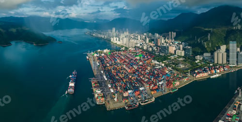 Preview: Aerial view of Yantian international container terminal in Shenzhen city, China