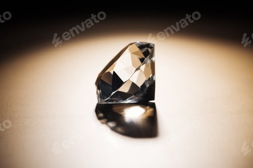 Preview: clear big diamond on black and golden background