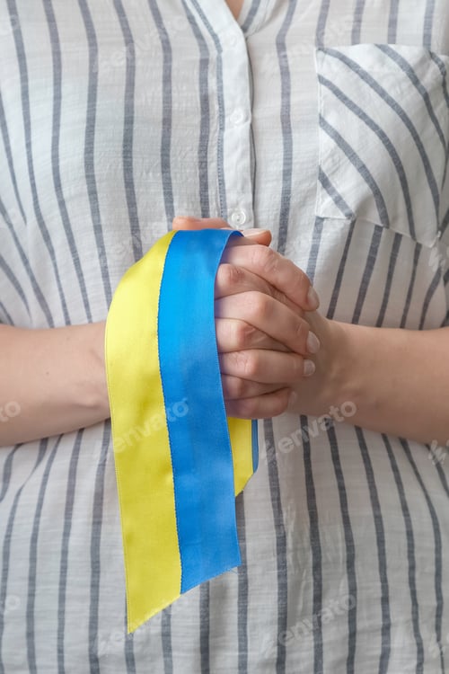 Preview: Ukraine war, we stand Ukraine War Ukraine and Russia. The flag of Ukraine and the symbol of victory