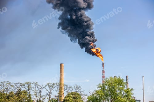 Preview: Power tower burning in the daytime.