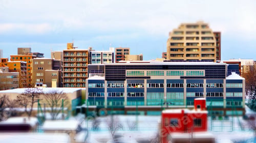 Preview: Buildings in Hokkaido , Japan . During winter time