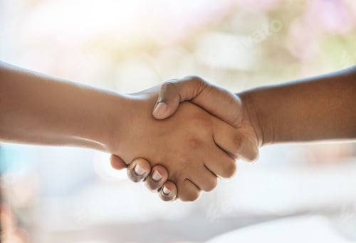 Preview: Support, trust and closeup of handshake for teamwork, partnership and collaboration of business peo