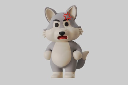 Preview: Cartoon angry wolf character