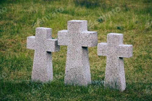 Preview: Stone crosses in German military cemetery, Russia, Europe