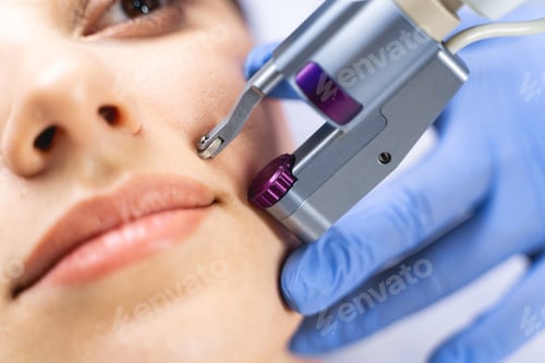 Preview: Relaxed dreamy woman receiving a professional facial