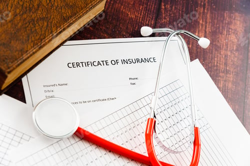 Preview: Contract and certificate of health insurance with policy to protect the family.