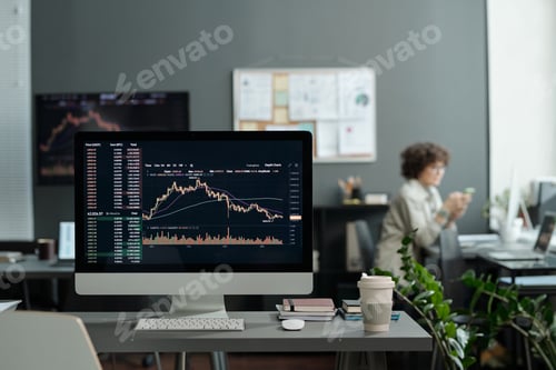 Preview: Workplace of broker or trader with desktop computer