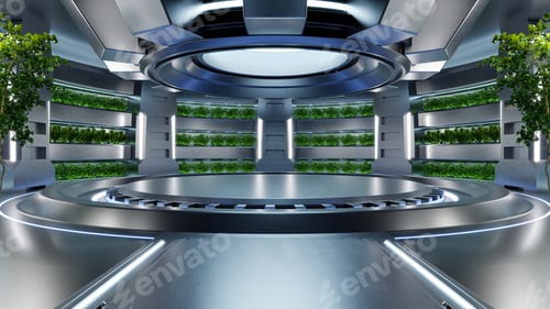 Preview: Hydroponics Lab room on spacecraft with circle podium empty.