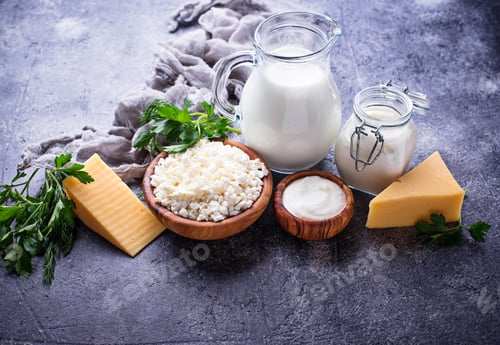 Preview: Assortment of various dairy products.