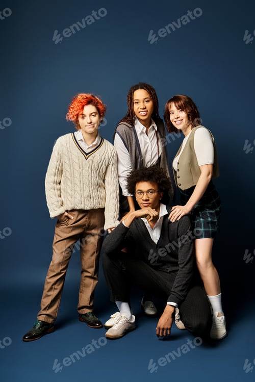 Preview: A stylish ensemble: young multicultural friends strike a pose