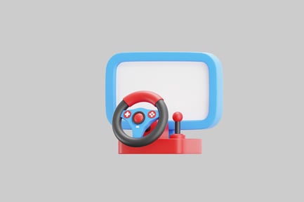 Preview: Toy gaming console with steering wheel