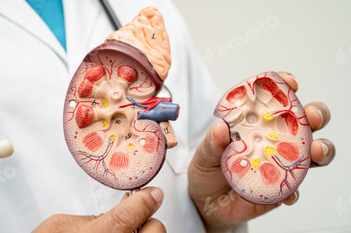 Preview: Kidney disease, Chronic kidney disease ckd, Doctor with human model to study and treat in hospital.