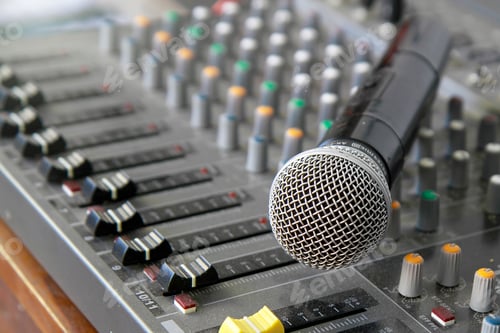 Preview: microphone on audio mixing console