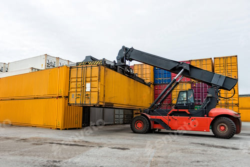 Preview: Mobile stacker handler in action at a container terminal. ❤️ nominated 💔