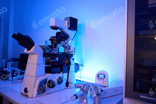 Preview: Modern lab equipment used for intracytoplasmic sperm injection procedure