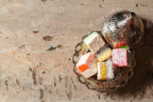 Preview: Delicious Colorful Turkish Delights, close up. creative photo