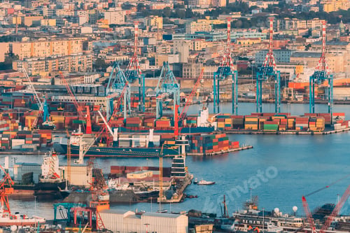Preview: Naples, Italy. Top View Of Container Terminal In Port Of Naples