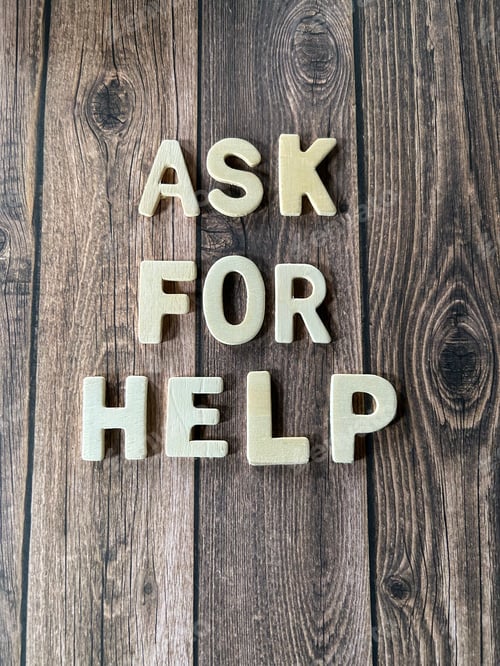 Preview: ASK FOR HELP on brown background