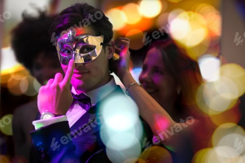Preview: Man on a costume party wearing a mask