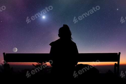 Preview: Girl Watching The Stars. Elements Of This Image Are My Astrophotography And Daytime Work.
