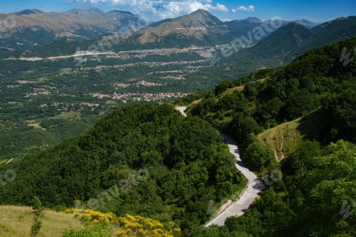 Preview: Summer landscape along the road Provinciale Amiternina, Abruzzo, Italy