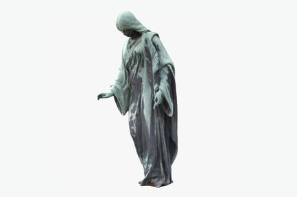 Preview: Mourning Bronze Figure with Feather, Monument