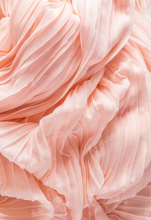 Preview: Delicate air waves of peach-colored silk fabric. Lay for design. Background image for holiday