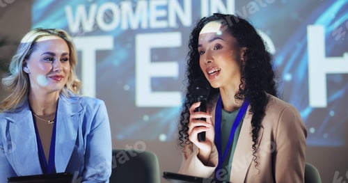 Preview: Women, empowerment and seminar with business people and technology for networking, industry panel a