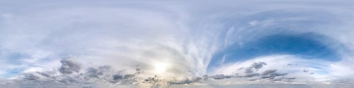 Preview: Seamless hdri panorama 360 degrees angle view blue sky with beautiful fluffy cumulus