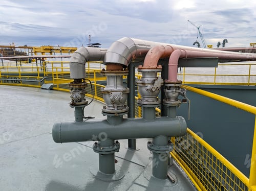 Preview: The stainless pipe line above the oil storage tank