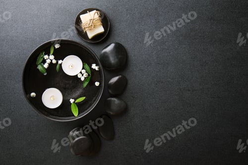 Preview: Spa accessories on dark background