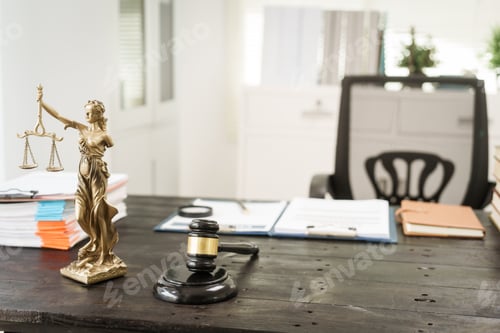 Preview: A lawyer's desk in the office is filled with legal documents.The lawyer provides consultations