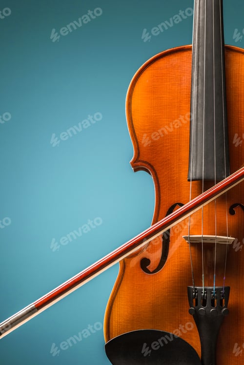 Preview: The Violin Front View On Blue