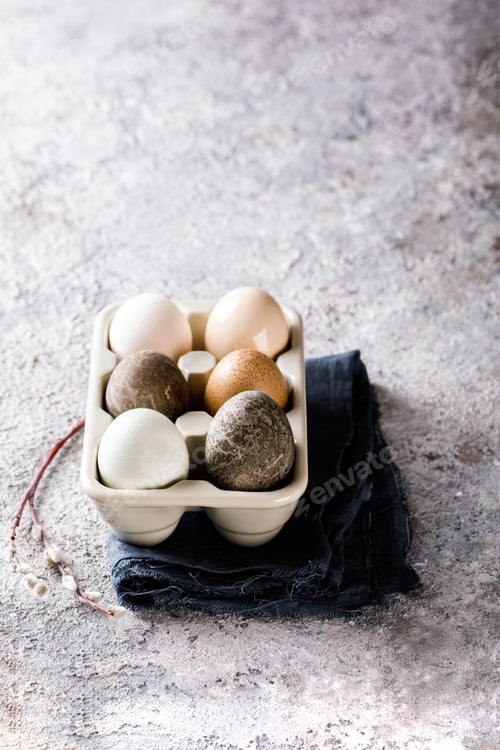 Preview: Stylish different color Easter eggs. Homemade naturally dyed.Happy Easter