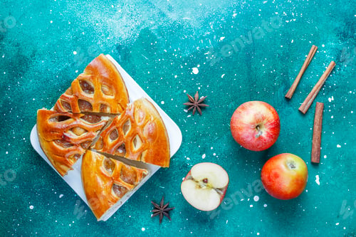 Preview: Homemade delicious apple pie with jam.
