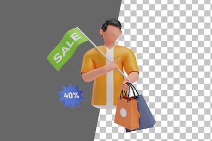 Aperçu: Illustration 3D de la vente d'achats