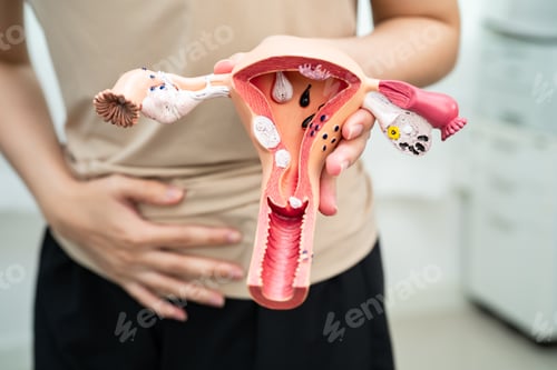 Preview: Woman Holding Anatomical Model of Female Reproductive System