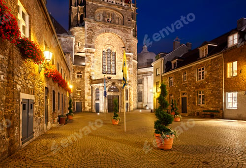 Preview: Aachen Domhof At Night, Germany