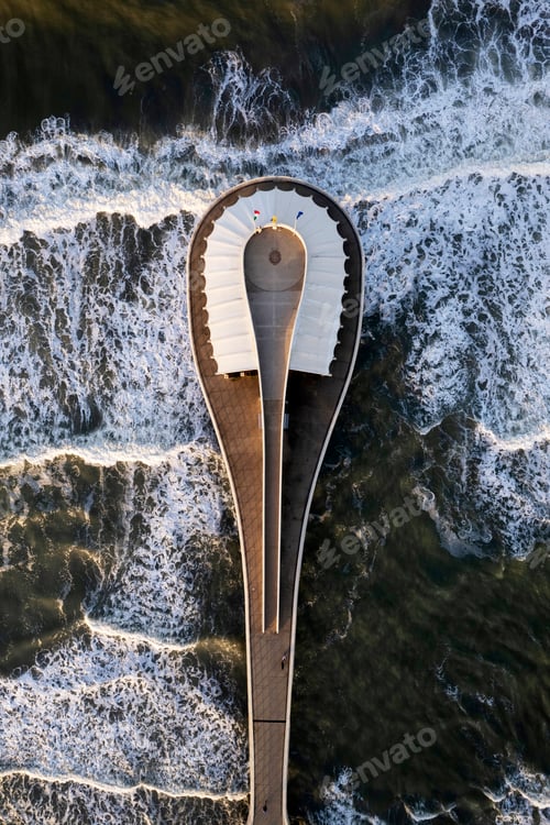 Preview: Aerial view at the dawn of the pier of Lido di Camaiore Tuscany Italy