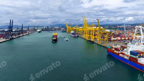 Preview: Shipyard Cargo Container Sea Port Freight forwarding service logistics and transportation.