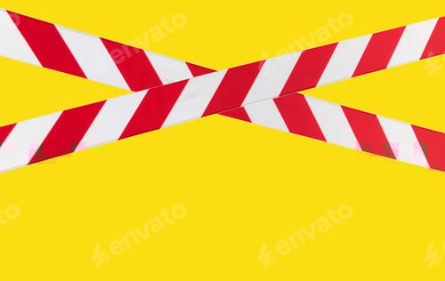 Preview: Red and white warning lines of barrier tape prohibit passage