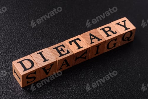 Preview: Inscription Diet wooden cubes, conceptual background with copy space