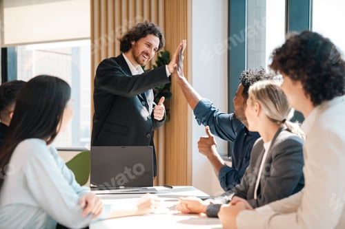 Preview: Celebrate and victory to business success with colleagues. Business celebration party event
