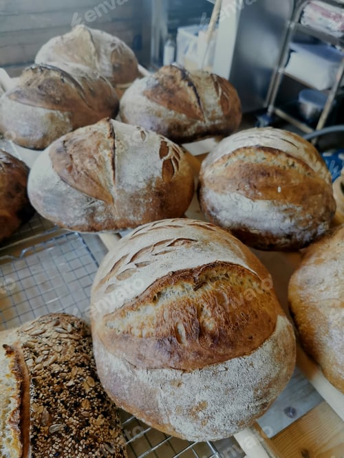 Preview: Loaves of Bread Freshly Baked in a Bakery