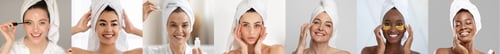Preview: Skin Care Concept. Diverse Beautiful Women Making Beauty Treatments At Home
