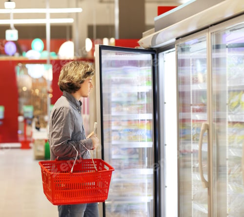 Preview: Man Choosing Frozen Food From A Supermarket Freezer