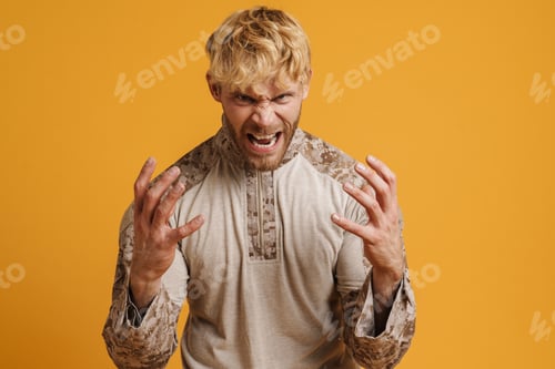 Preview: White furious military man screaming while gesturing