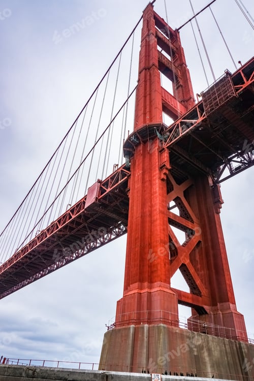 Preview: Golden Gate bridge as seen from below on a cloudy day, San Francisco
