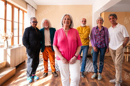 Preview: Group of senior friends bonding at home for dinner party